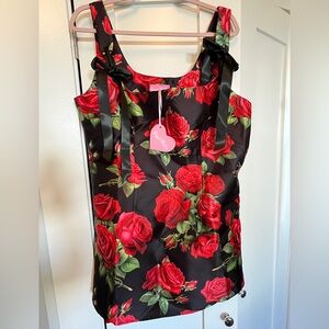 Dollskill Black and Red Rose mini dress